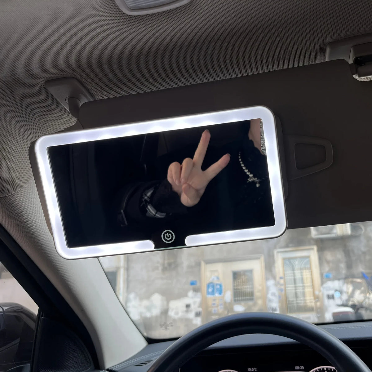 Universal Car Sun Visor Makeup Mirror with LED Fill Light, Rechargeable HD Vanity Mirror, Portable Car Interior Cosmetic Mirror