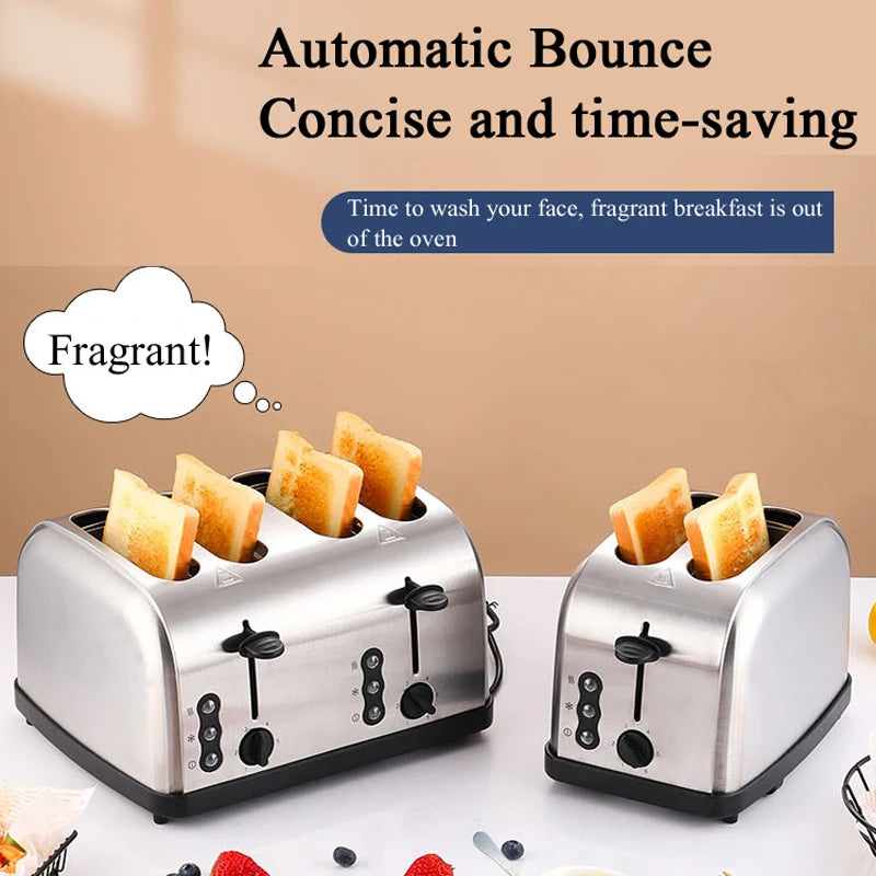 PBOBP Stainless Steel Automatic Electric Toaster Sandwich Maker Bread Baking Machine 2 Slices Slot Grill Oven Breakfast Machine