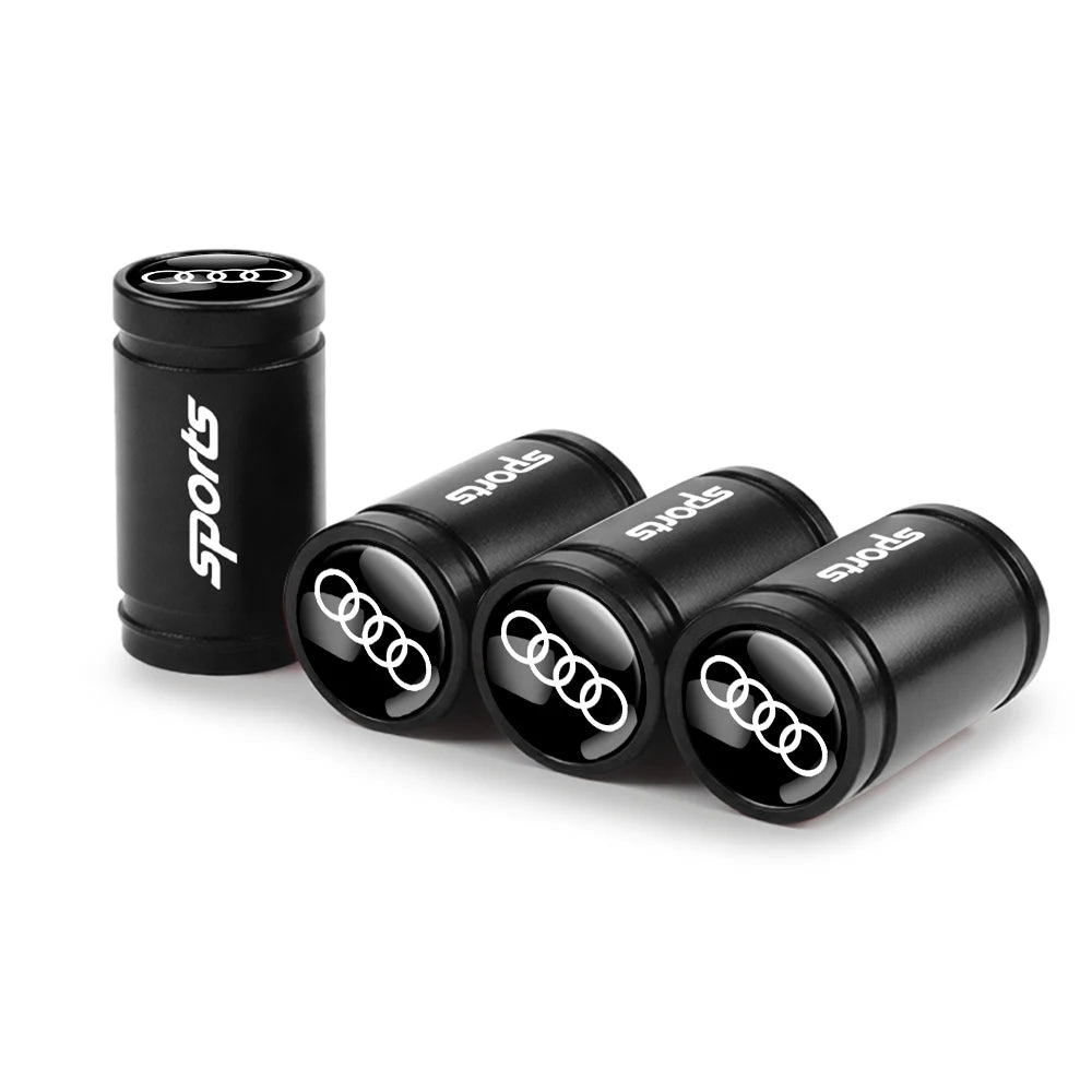 4pcs 3D Metal Car Wheel Tire Valve Air Stem Cap Covers for Audi A3 B5 B6 B7 B8 B9 8P 8V 8L A5 A4 C6 A6 RS Sline Q5 Q3 Q7 Quattro