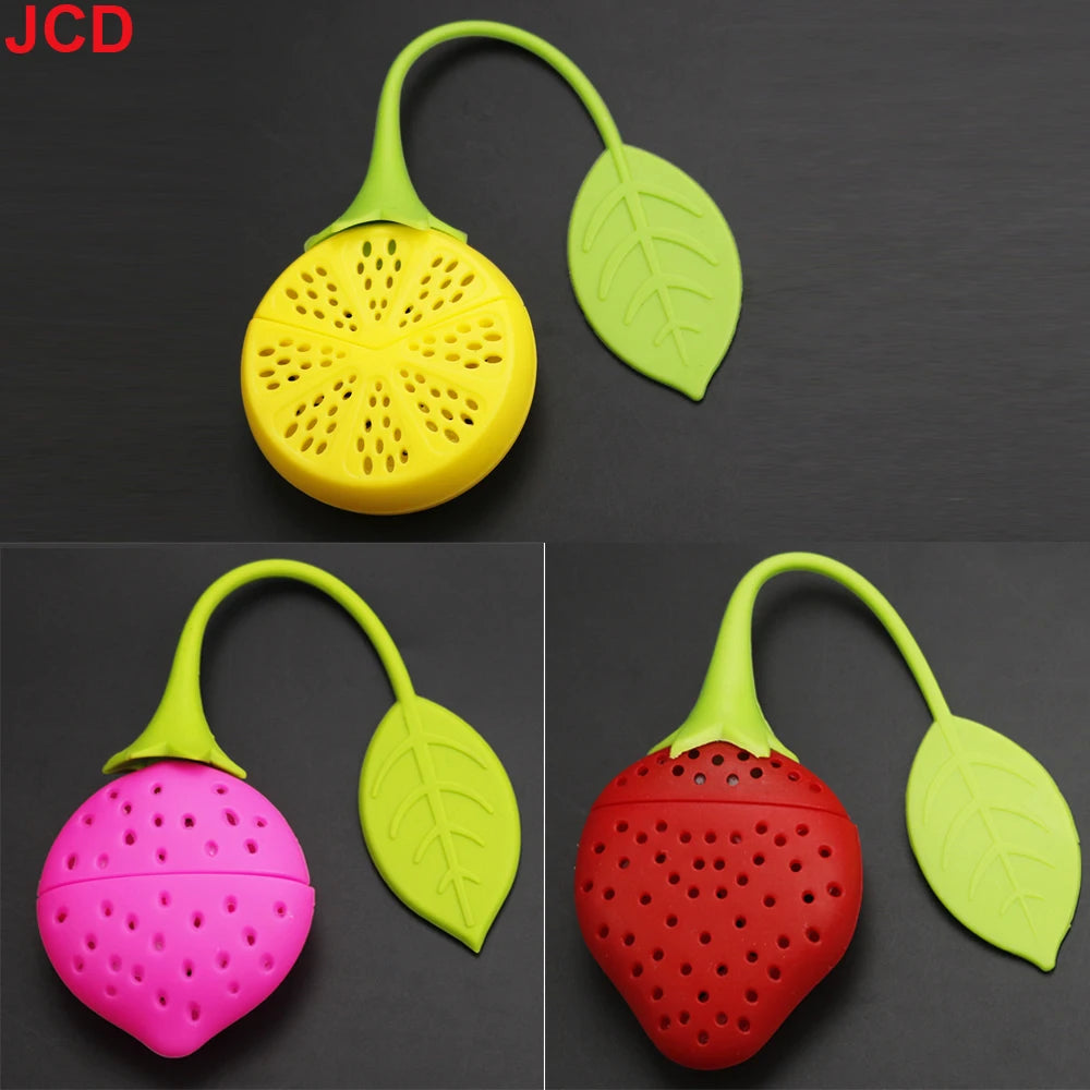 Silicone Strawberry+Lemon Loose Cute Owl Tea Leaf Strainer Herbal Spice Infuser Filter Diffuser Tea bag tea maker tea infuser ﻿