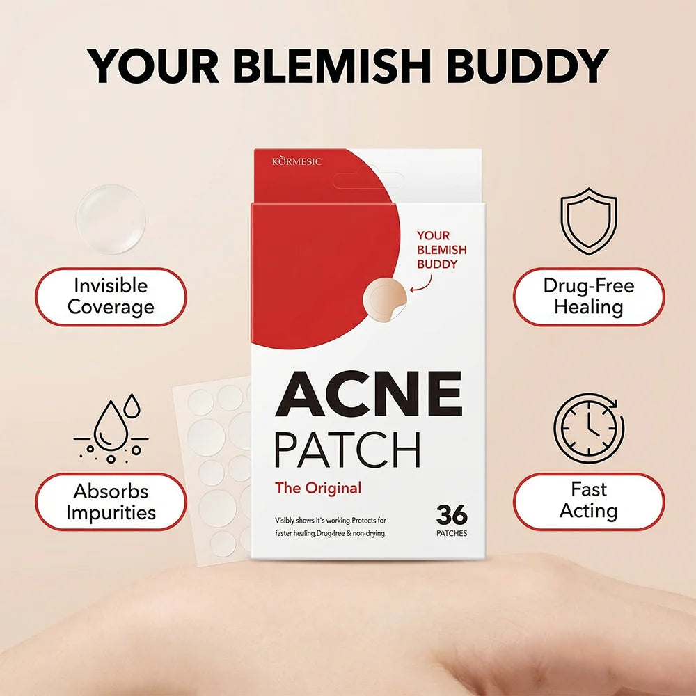 36Pcs Invisible Hydrocolloid Acne Patches, Pimple Zit Stickers for Face, Absorb Pus Oil Reduce Redness, All Day Blemish Cover